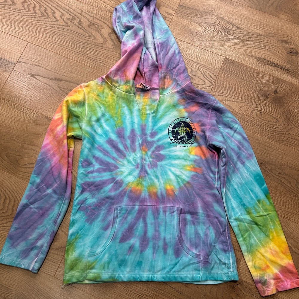 Beach Tie-Dye Hoodie with Front Pocket